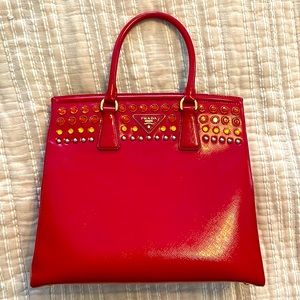 Red Patent Leather Studded Prada